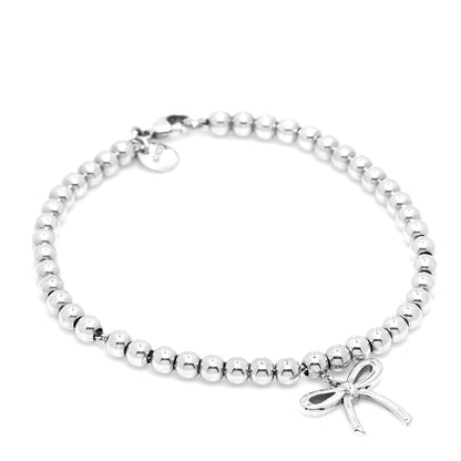 Tiffany Sterling Silver 4mm Bow Bead Bracelet 1 of 5