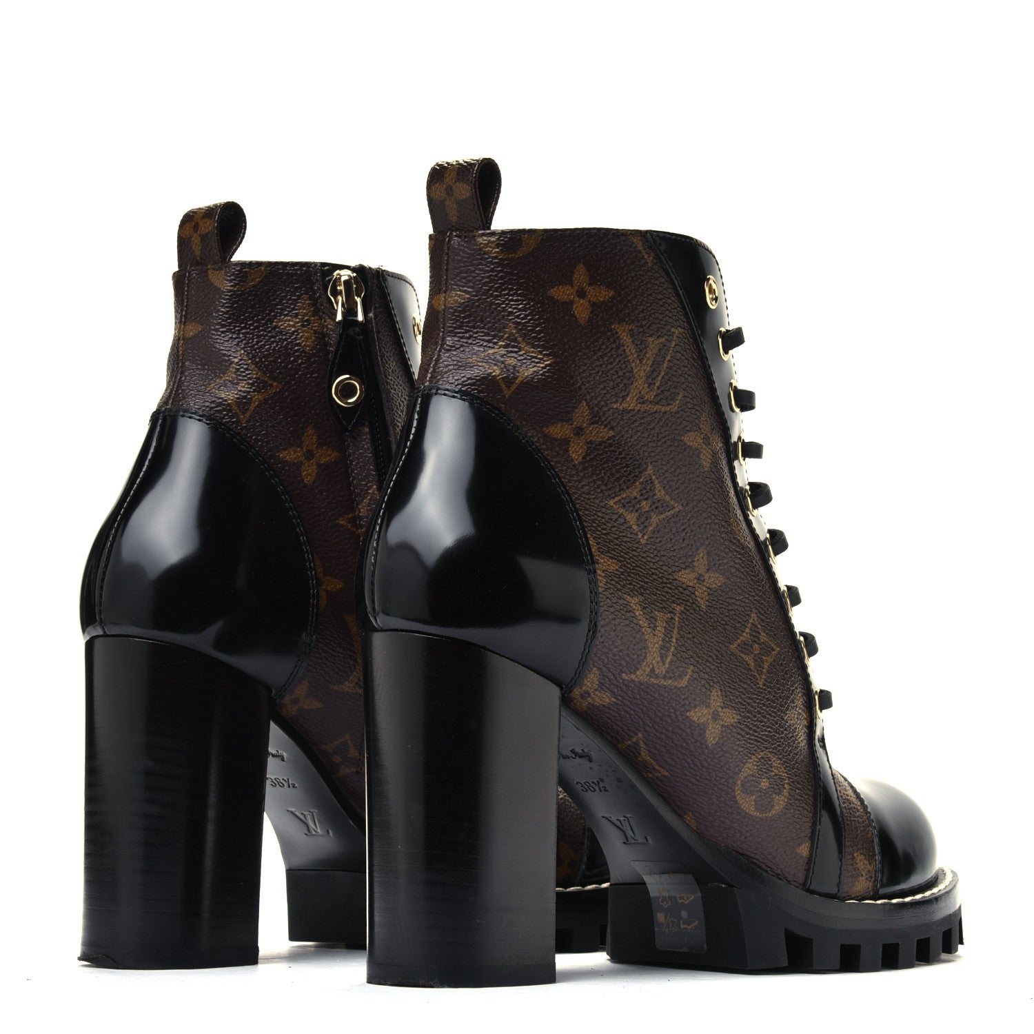 Louis Vuitton Patent Calfskin Monogram Star Trail Ankle Boots 38.5 Black 3 of 4