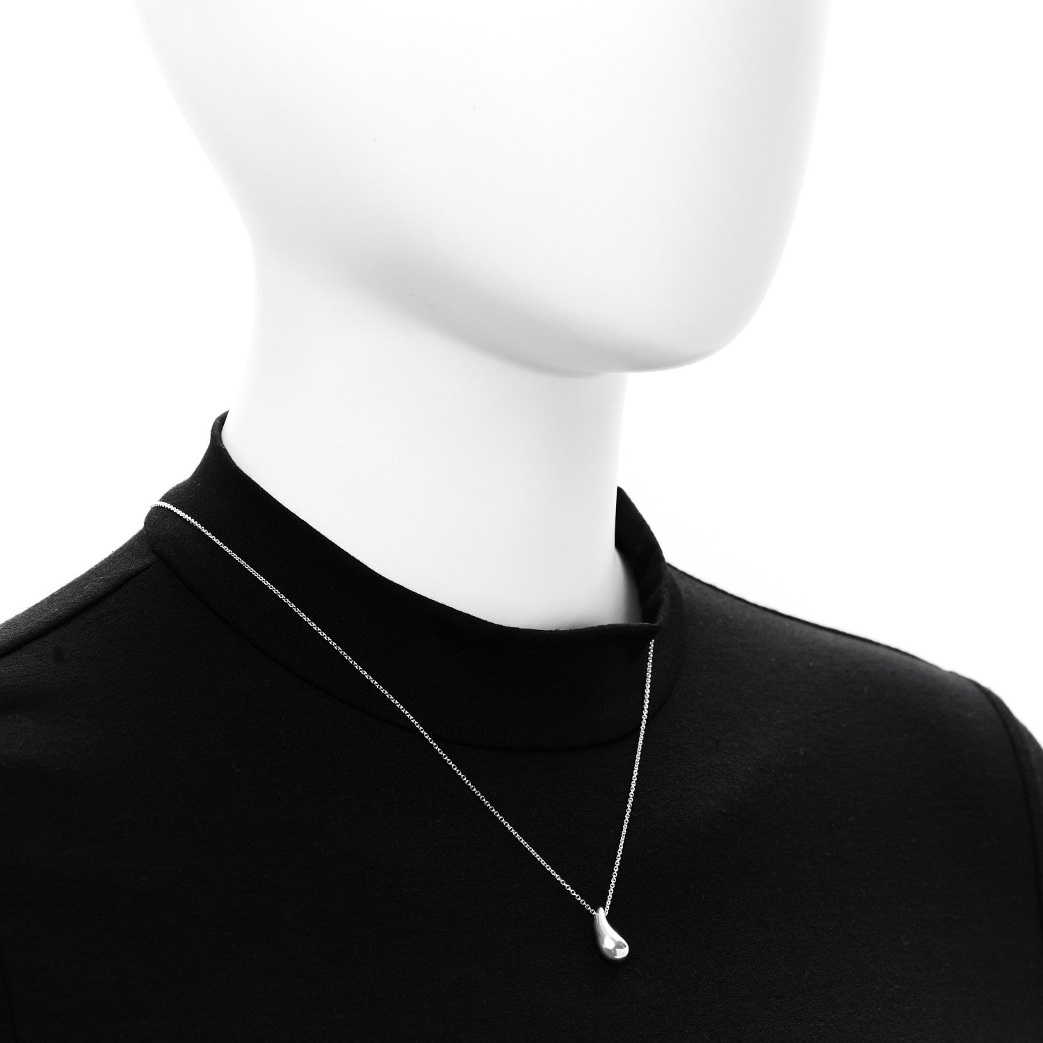 Tiffany Sterling Silver 15mm Elsa Peretti Teardrop Pendant Necklace 2 of 7