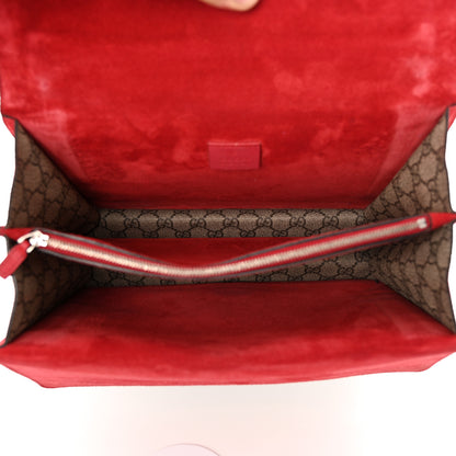 Gucci GG Supreme Monogram Suede Cudu Medium Dionysus Shoulder Bag Beige Ebony Vulcanic Red 5 of 18