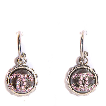 Chanel Crystal CC Dangle Earrings Pink 1 of 4