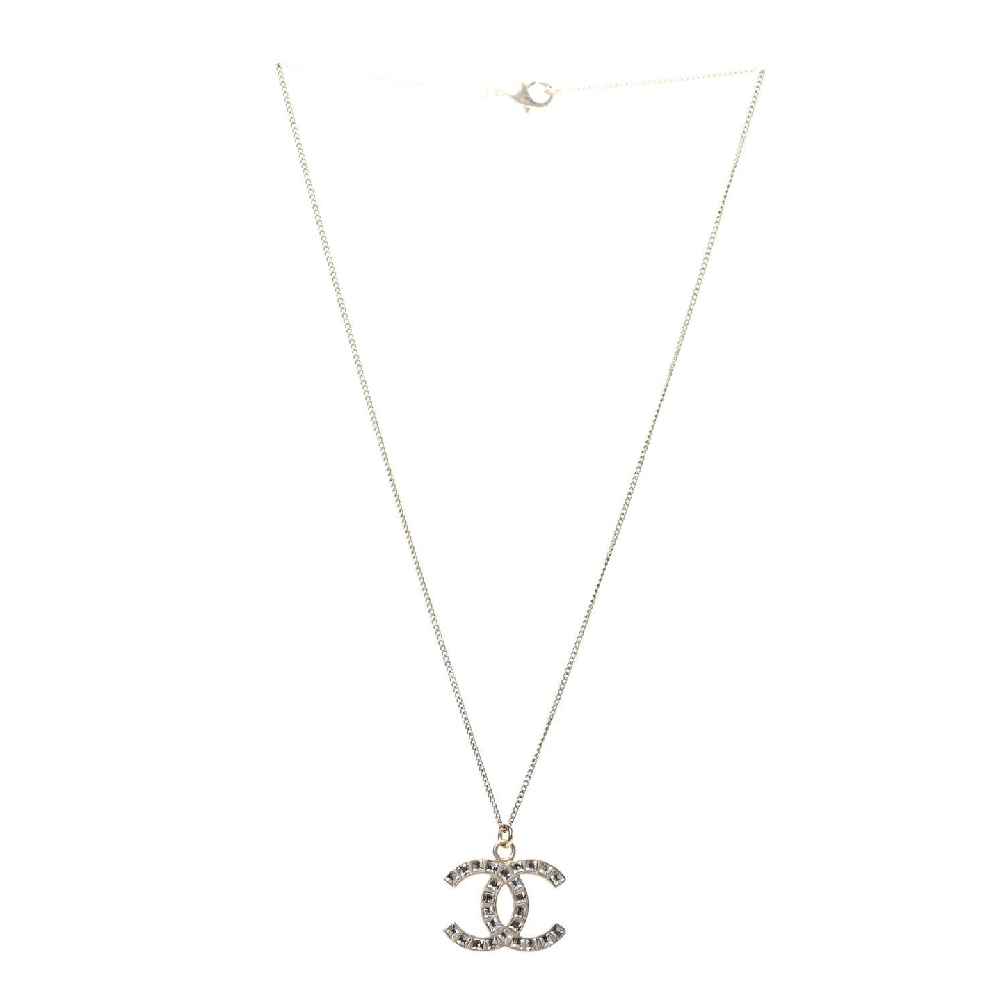 Baguette Crystal CC Necklace Gold