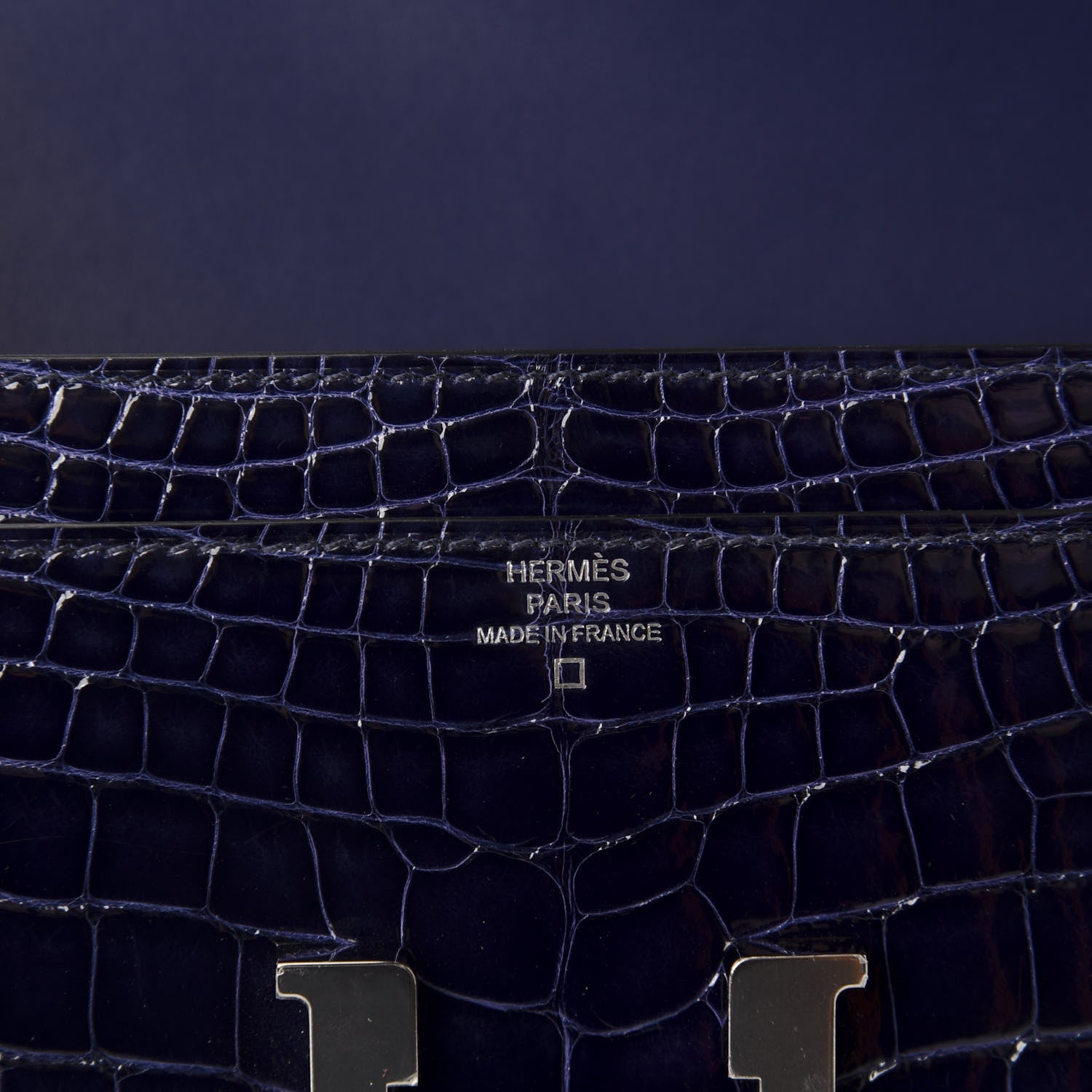 Hermes Shiny Alligator Constance Long Wallet Bleu Encre 6 of 7