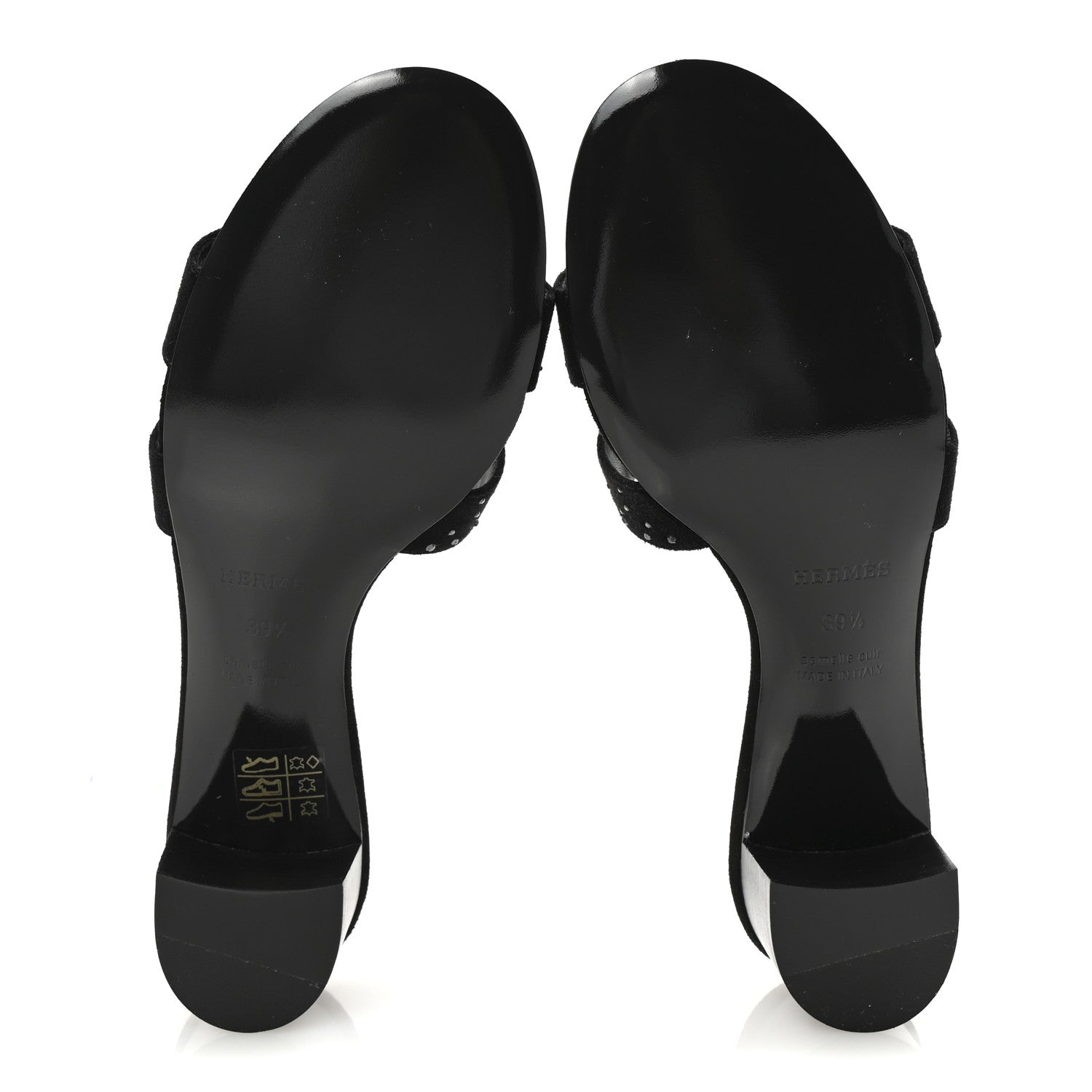 Hermes Suede Goatskin Crystal Oasis Sandals 39.5 Black 6 of 10