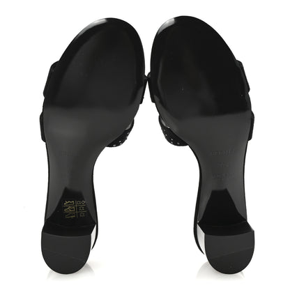 Hermes Suede Goatskin Crystal Oasis Sandals 39.5 Black 6 of 10