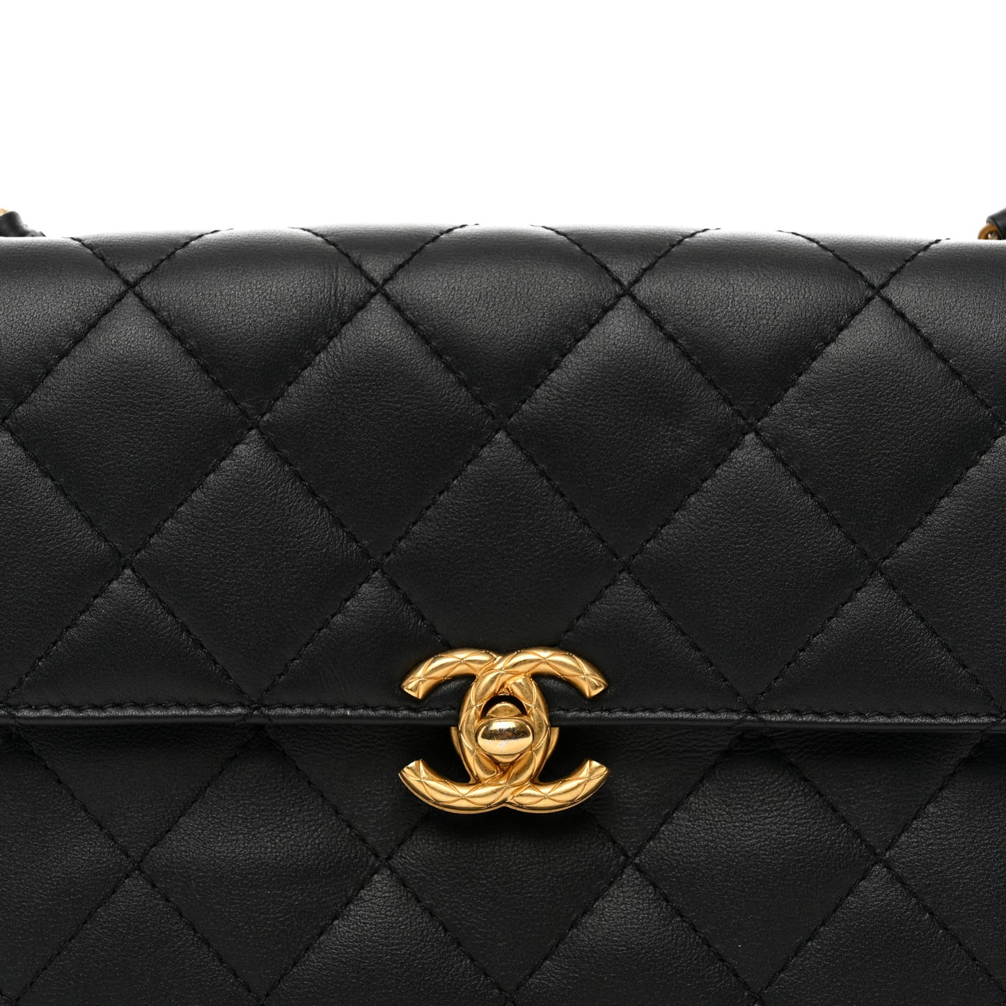 Lambskin Quilted Small Chain Flap Black