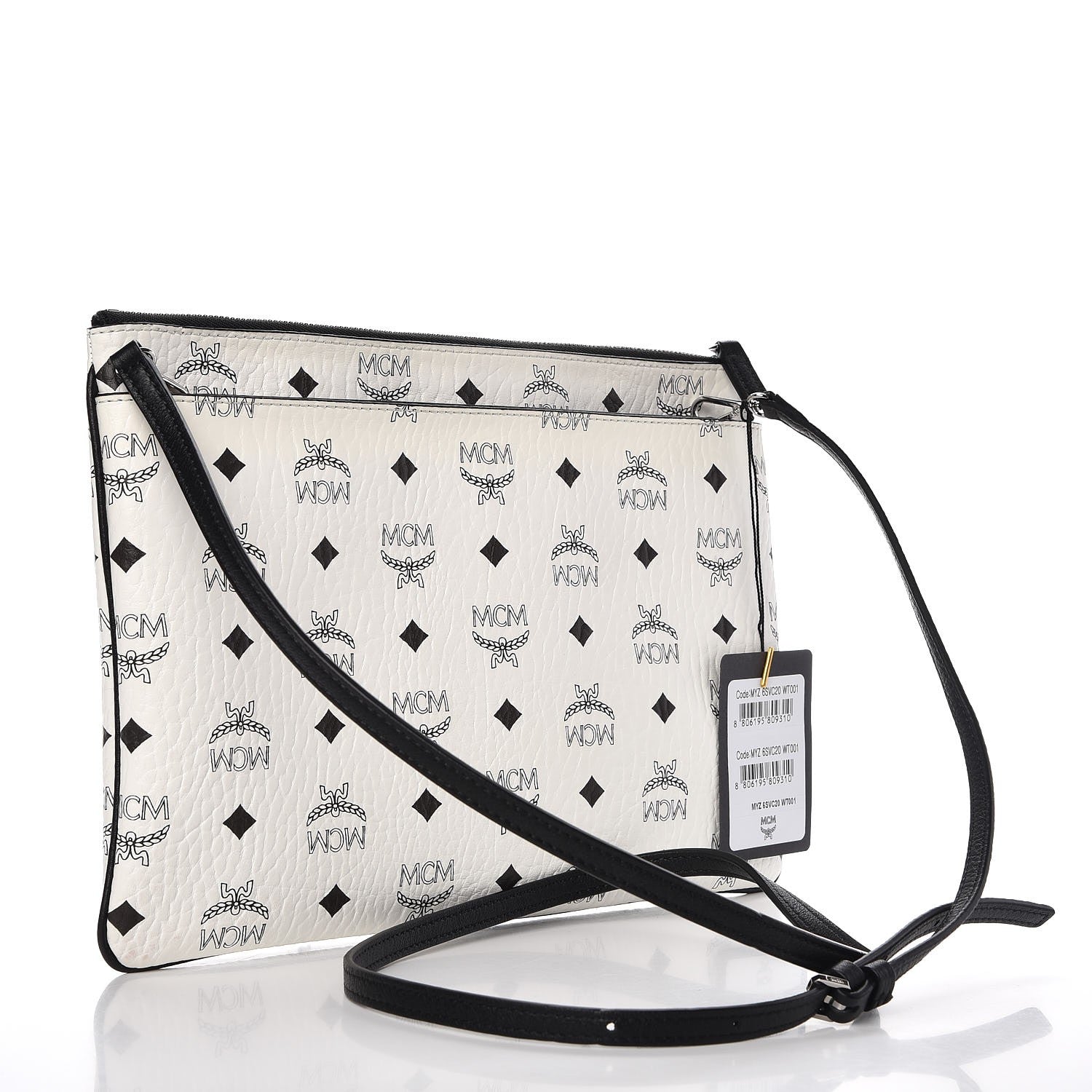 MCM Visetos Large Crossbody Black White 3 of 15