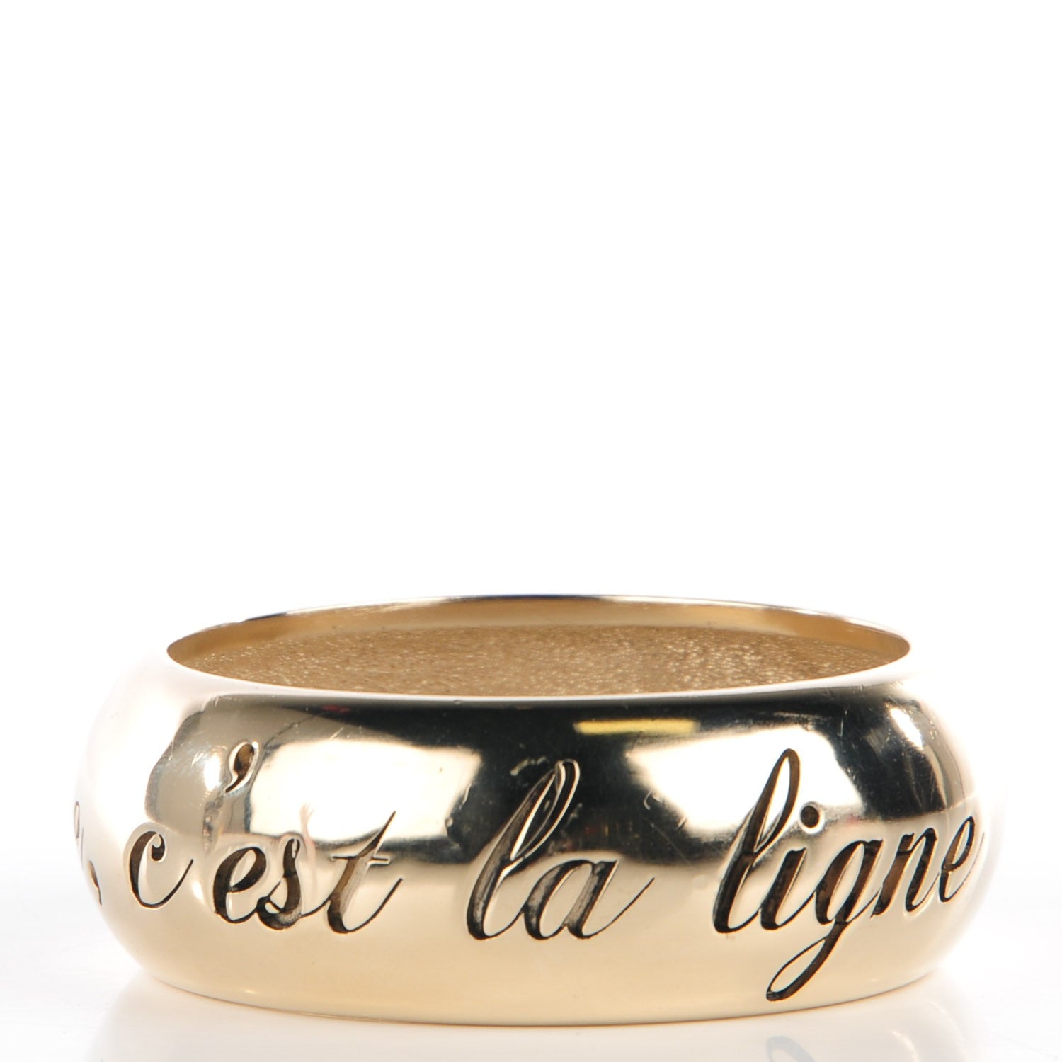 Chanel Wide L'Elegence French Quote Bangle Gold 3 of 5