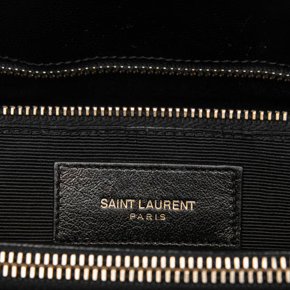 Saint Laurent Grain De Poudre Matelasse Chevron Monogram Shopping Bag Black 6 of 7