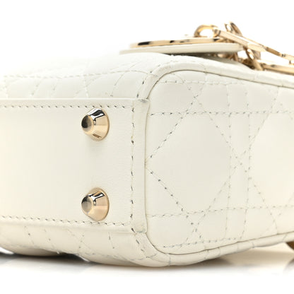 Christian Dior Lambskin Cannage Micro Lady Dior White 8 of 13