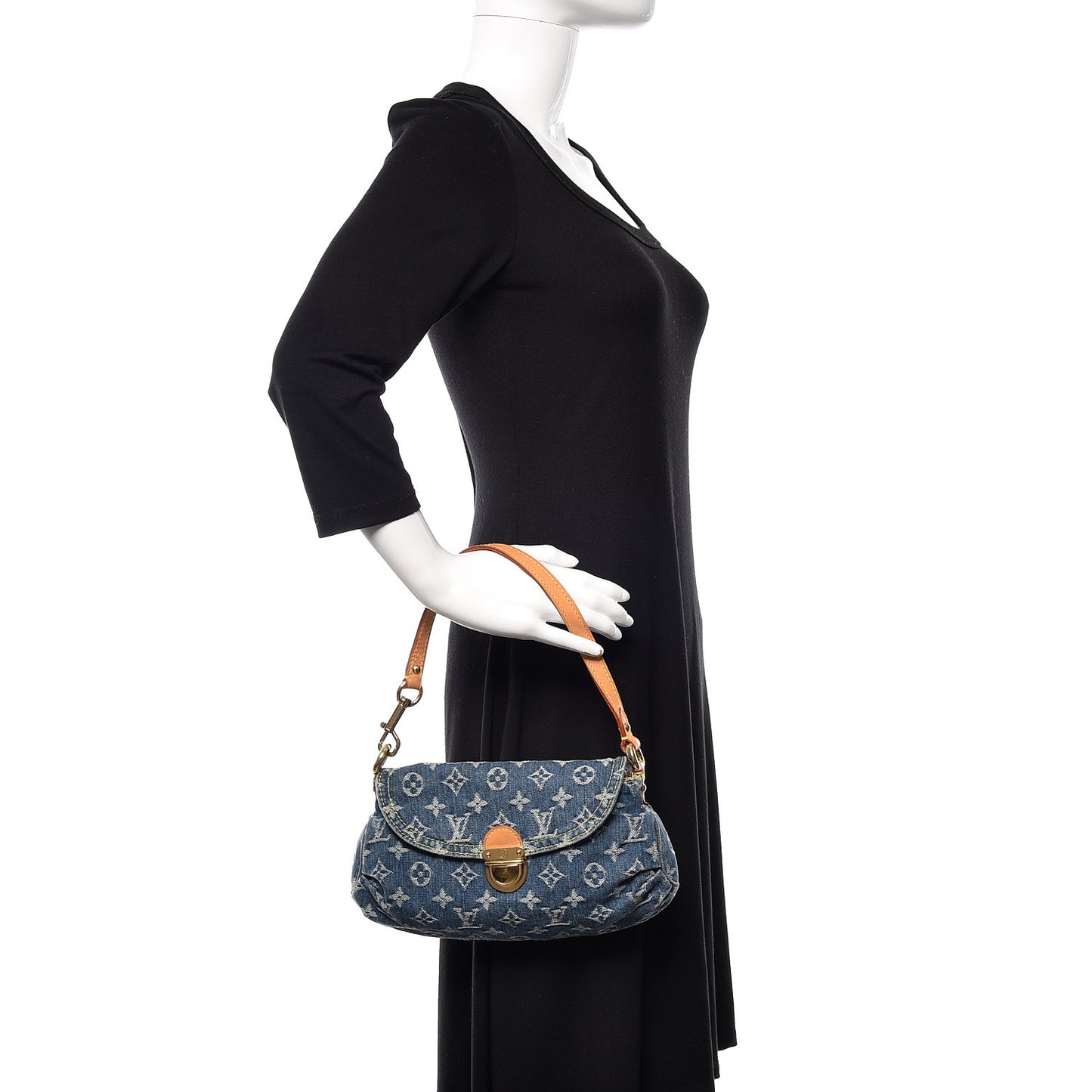 Monogram Denim Mini Pleaty Blue