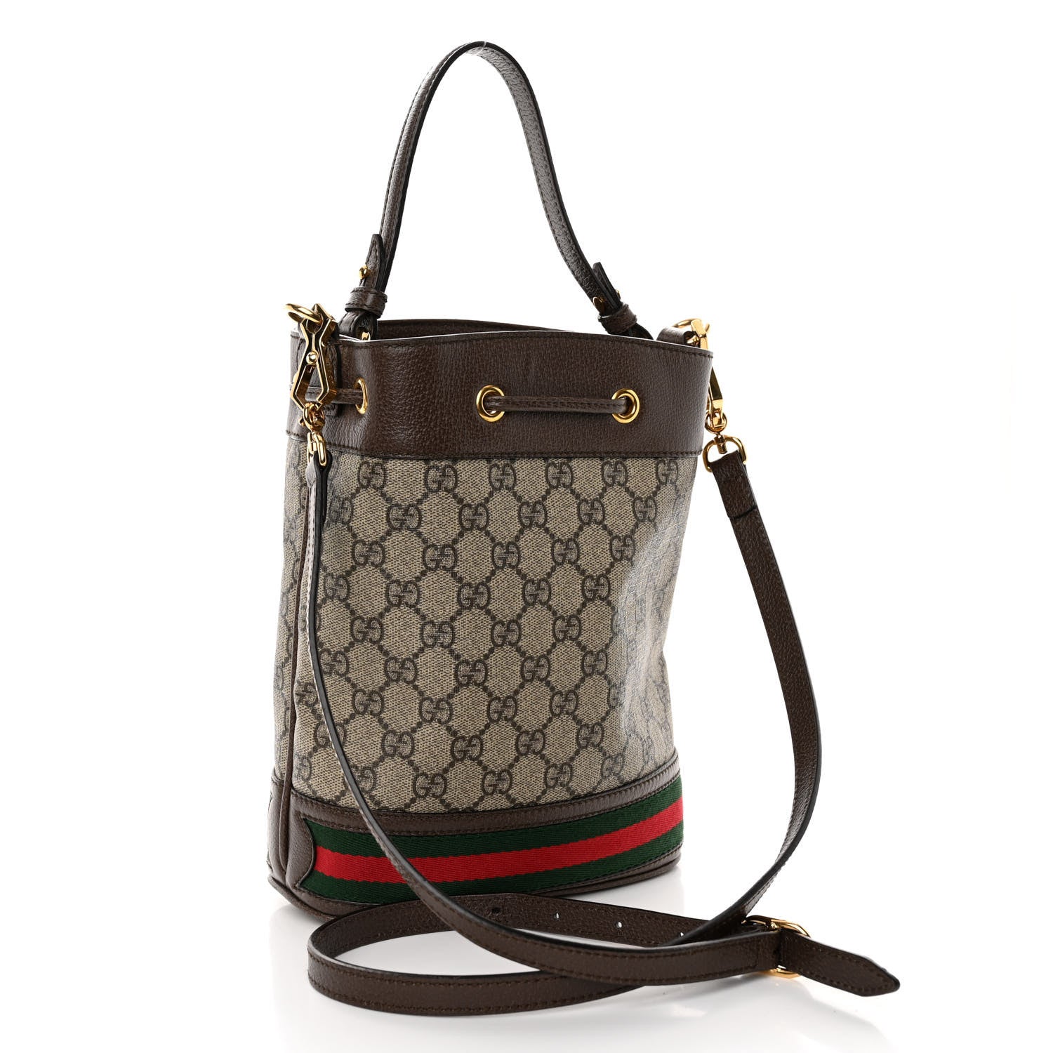 Gucci GG Supreme Monogram Web Small Ophidia Bucket Bag Brown 3 of 9