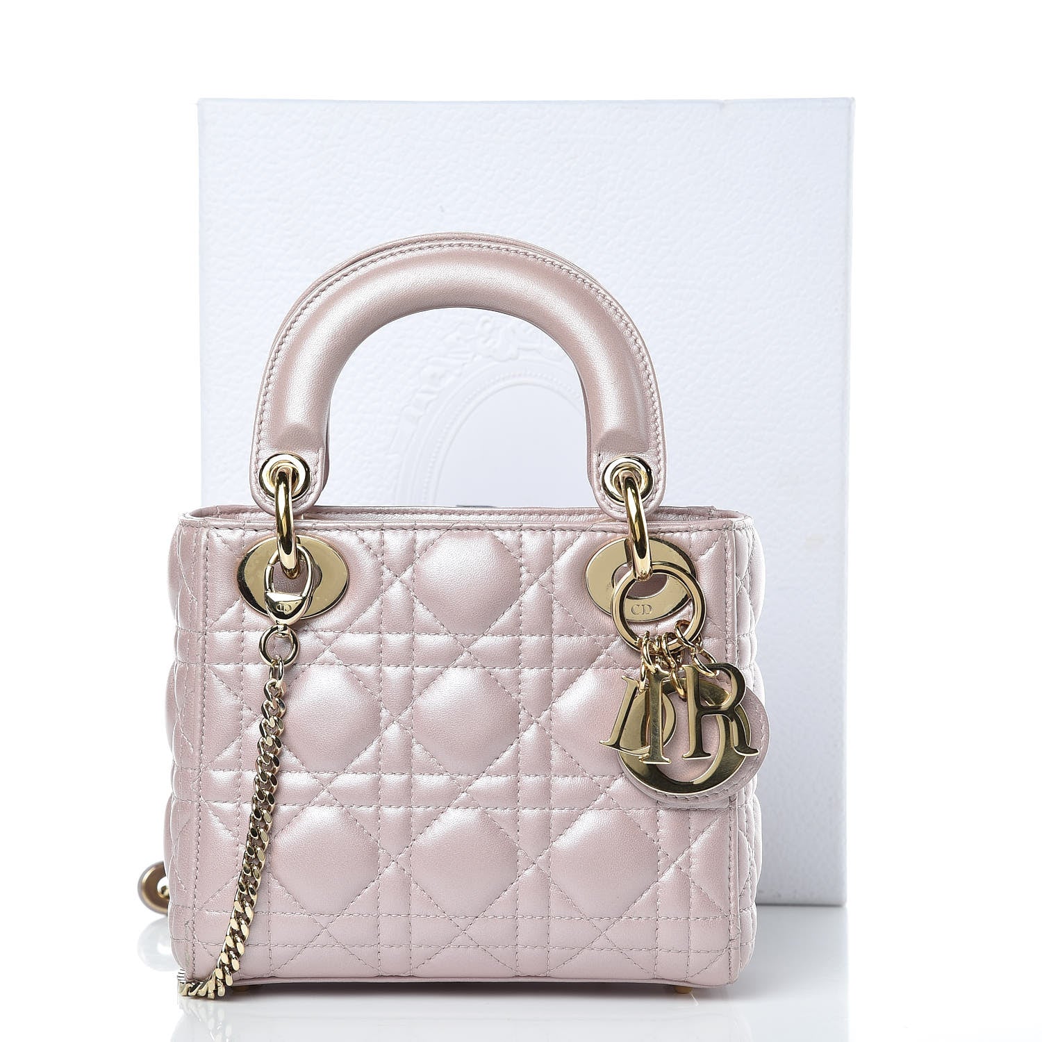 Christian Dior Metallic Lambskin Cannage Mini Lady Dior Lotus 15 of 15