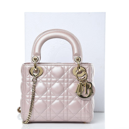 Christian Dior Metallic Lambskin Cannage Mini Lady Dior Lotus 15 of 15