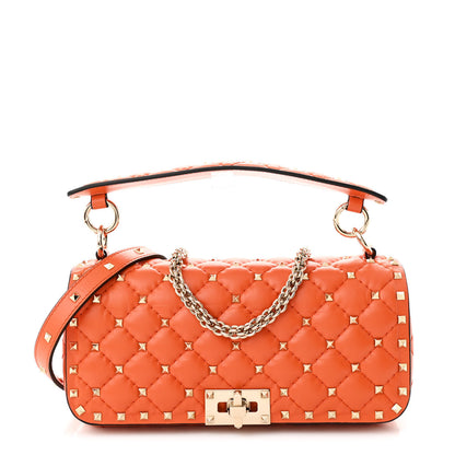 Valentino Garavani Calfskin Rockstud Spike Convertible Shoulder Bag Orange 1 of 9