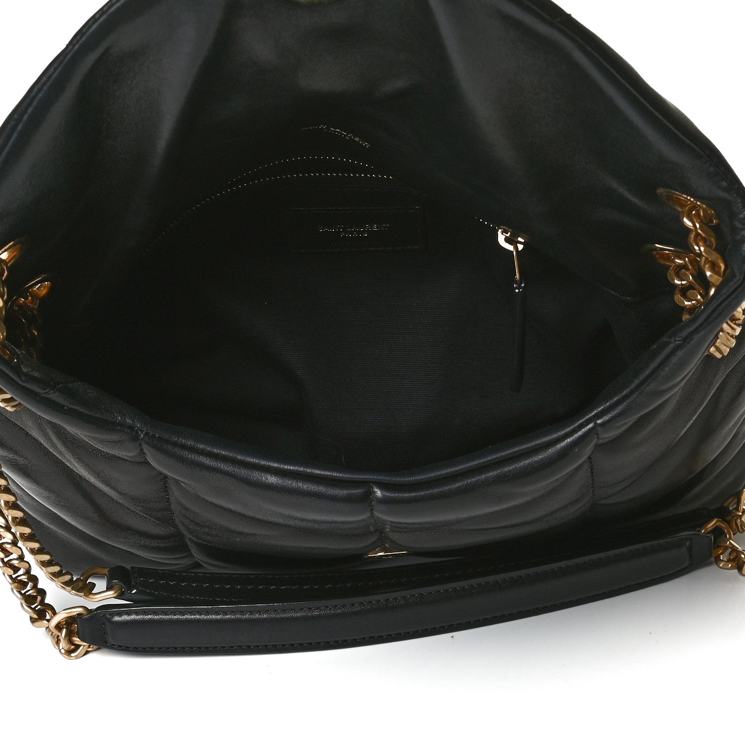 Saint Laurent Lambskin Quilted Small Loulou Puffer Monogram Chain Satchel Black 5 of 13