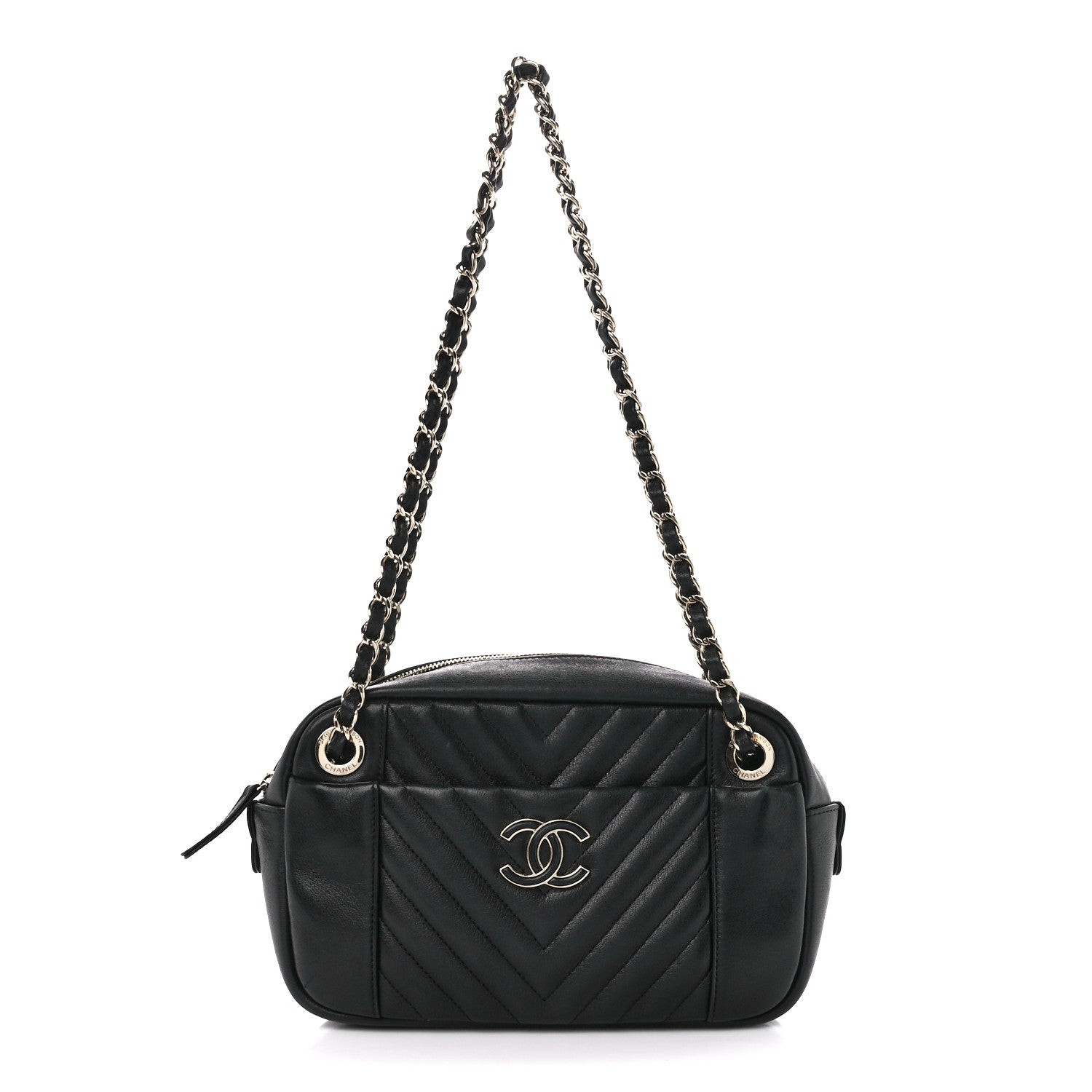 Chanel Calfskin Quilted Daily Chevron Camera Case Black 1 of 12