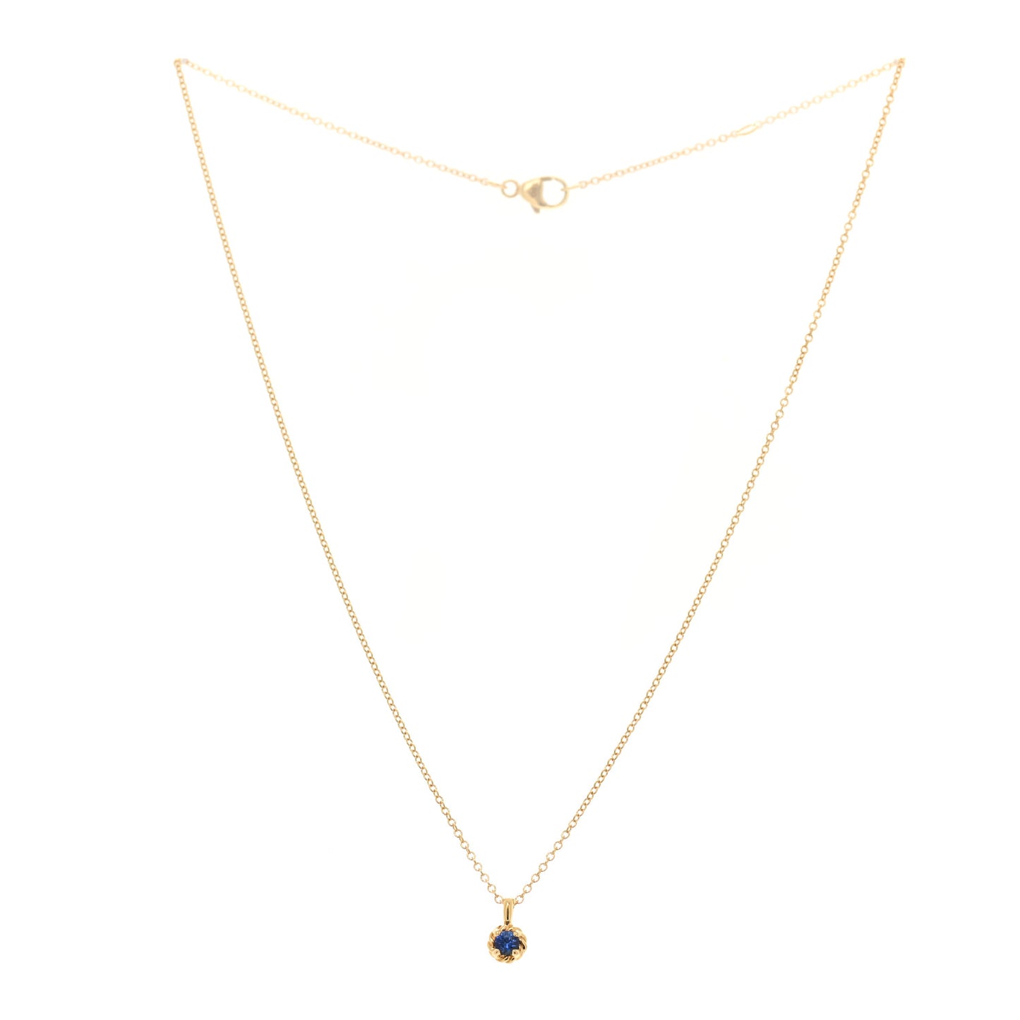 18K Yellow Gold Blue Sapphire Cable Collectibles Kids Birthstone Pendant Necklace