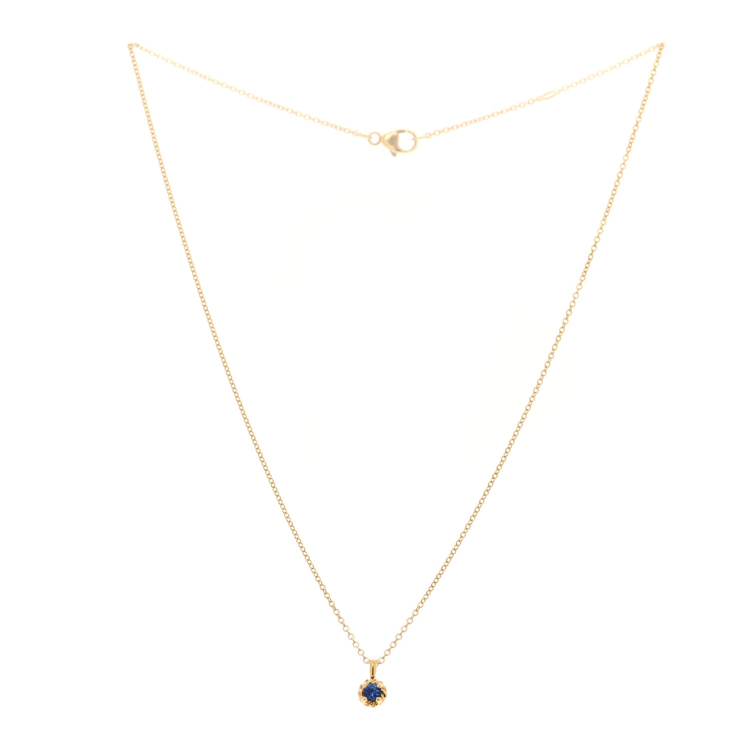 David Yurman 18K Yellow Gold Blue Sapphire Cable Collectibles Kids Birthstone Pendant Necklace 3 of 5