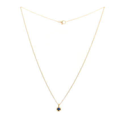 David Yurman 18K Yellow Gold Blue Sapphire Cable Collectibles Kids Birthstone Pendant Necklace 3 of 5