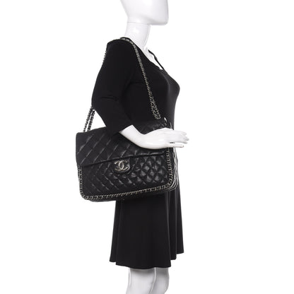 Chanel Washed Lambskin Quilted Maxi Chain Around Flap Black 2 of 10