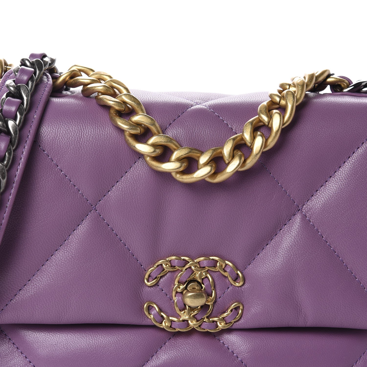 Chanel Goatskin Quilted Medium 19 Flap Violet Purple 10 of 11