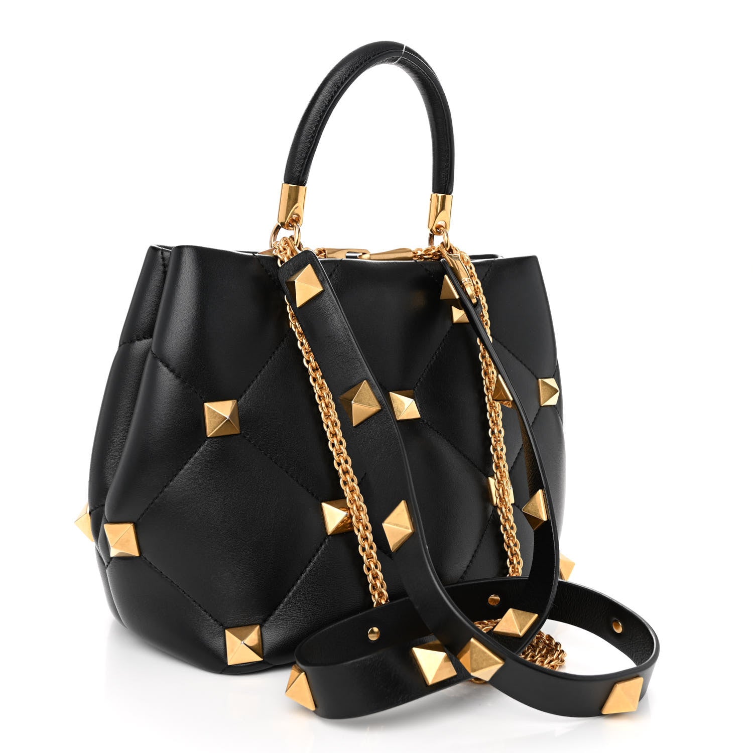 Valentino Garavani Nappa Roman Stud The Handle Bag Black 3 of 12