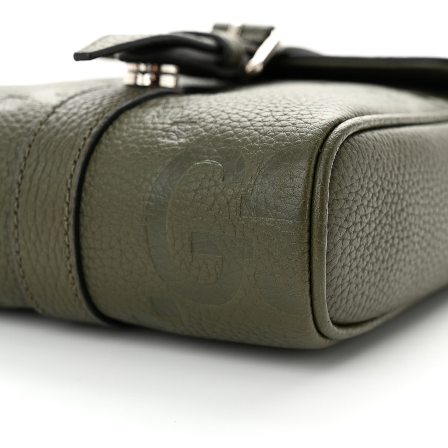 Piuma Calfskin Jumbo GG Embossed Small Messenger Bag Dark Green