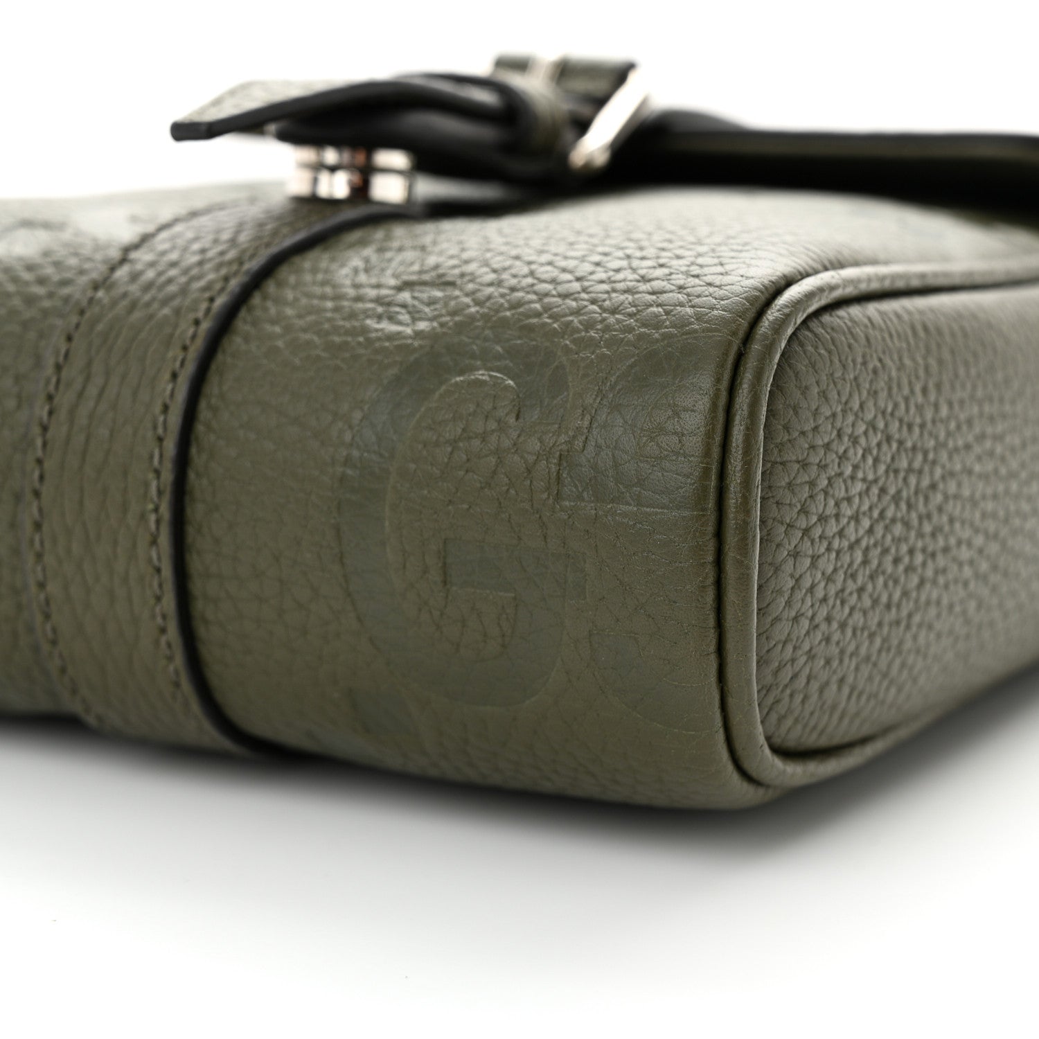 Gucci Piuma Calfskin Jumbo GG Embossed Small Messenger Bag Dark Green 10 of 12
