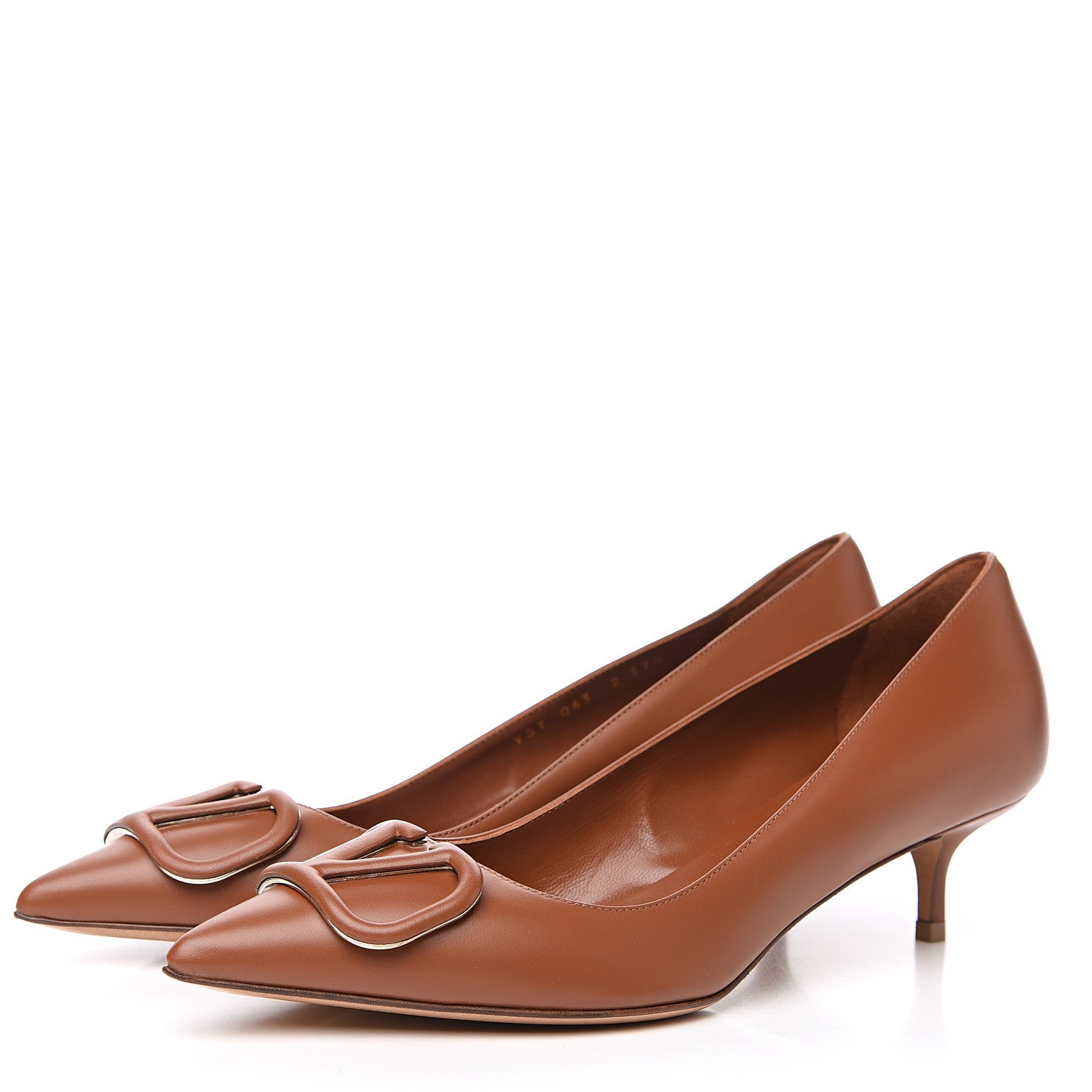 Valentino Garavani Calfskin Tonal Vlogo 45mm Pumps 37.5 Saddle Brown 3 of 9