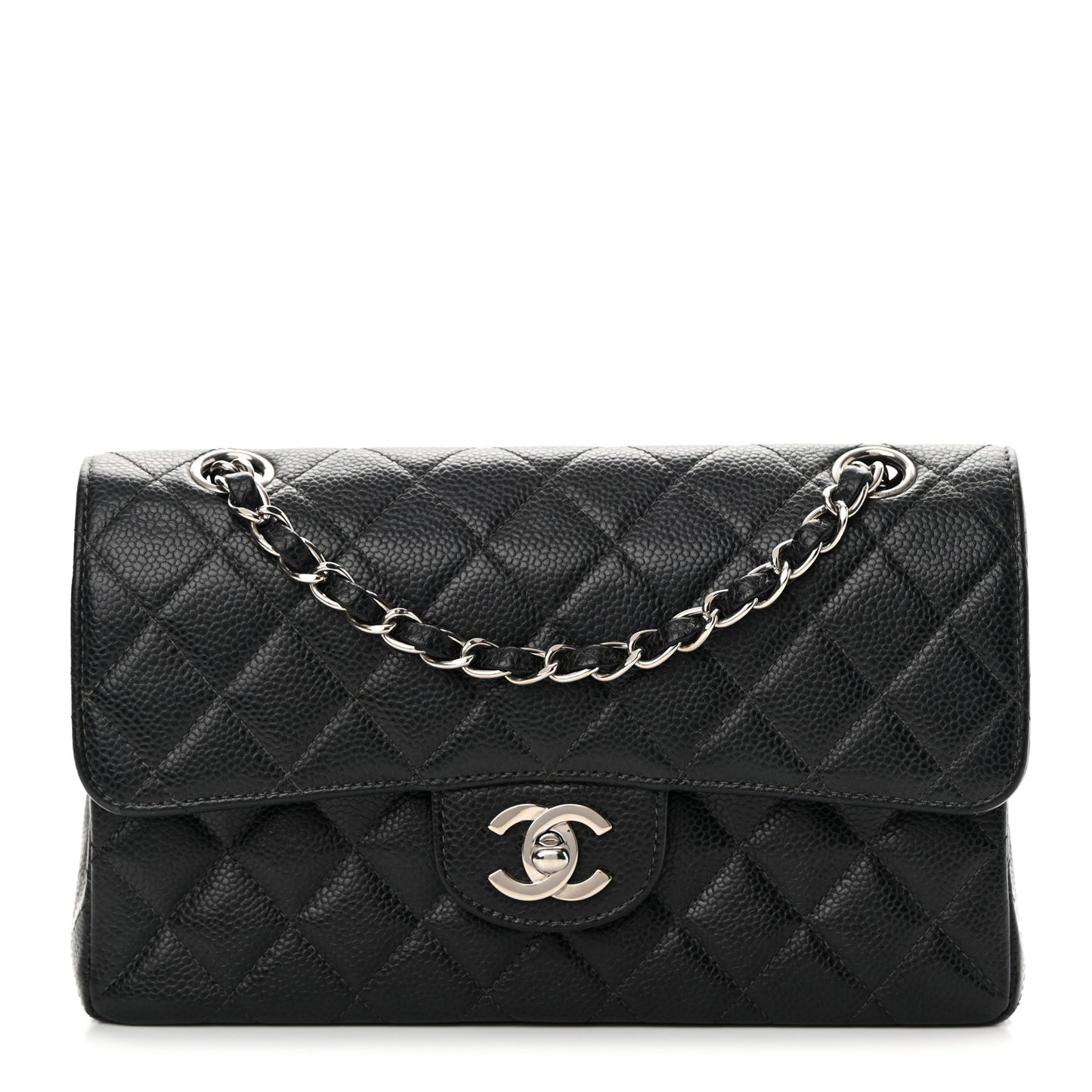Caviar Quilted Small Double Flap Black