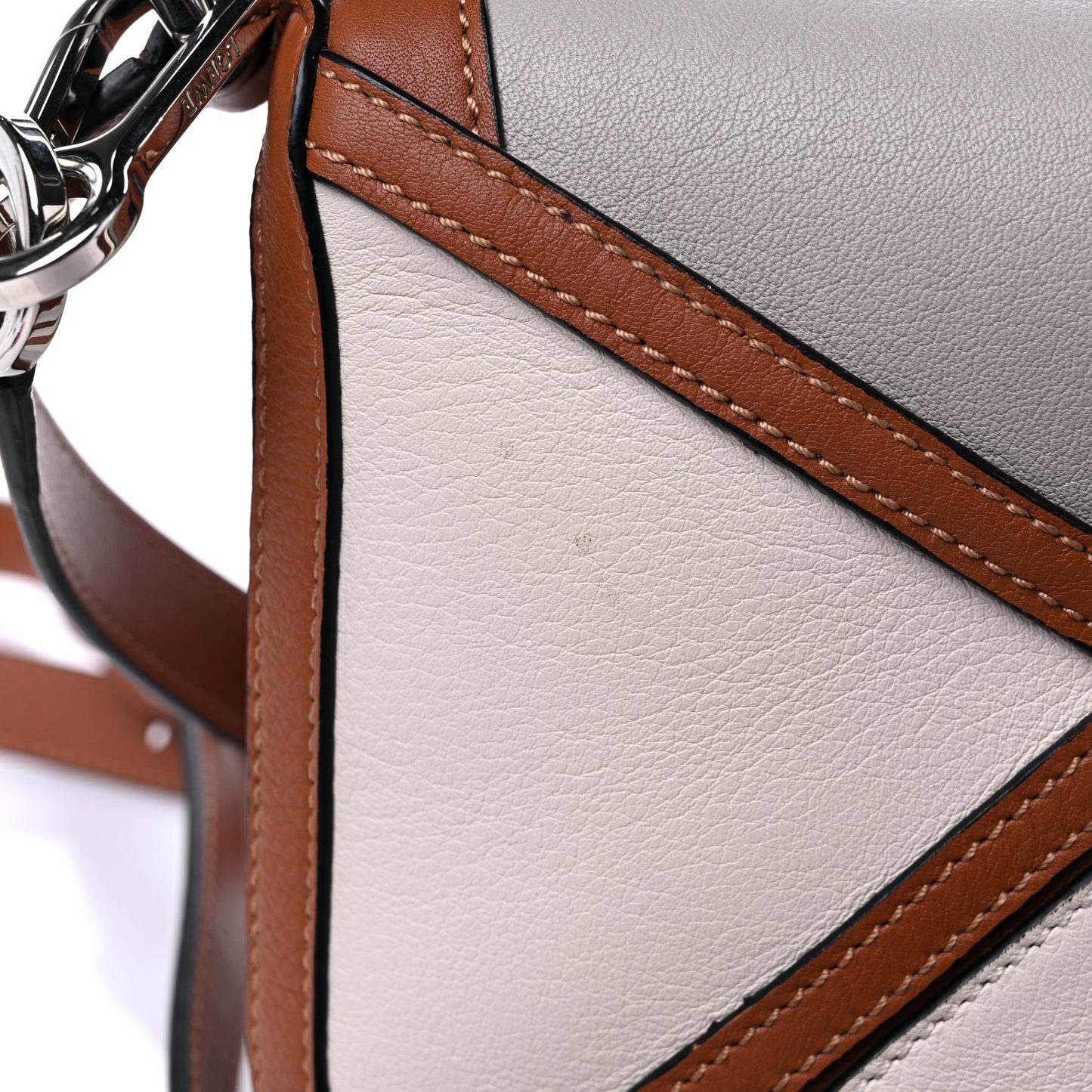 Calfskin Medium Graphic Puzzle Bag Ghost Soft White