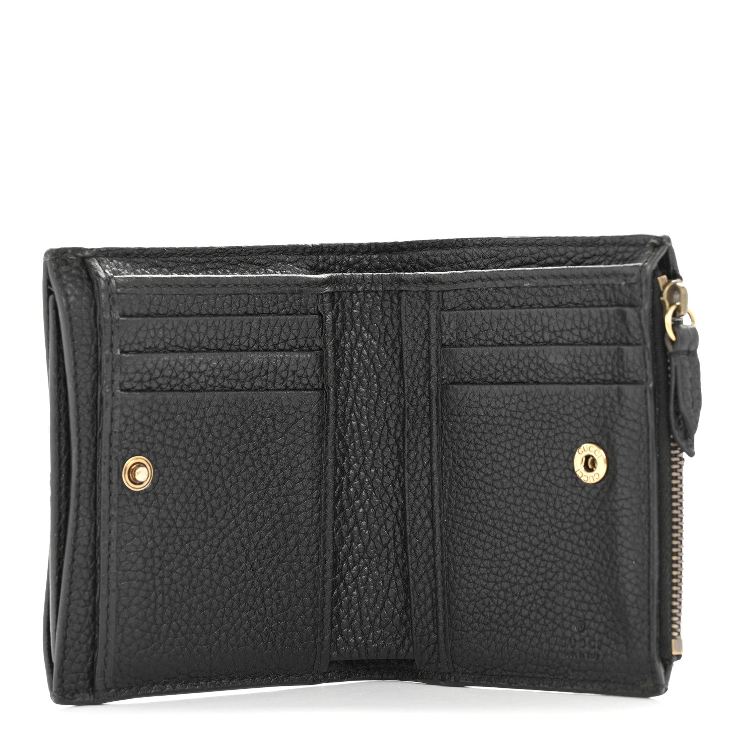 Gucci Pebbled Calfskin Animalier Card Case Wallet Black 6 of 11