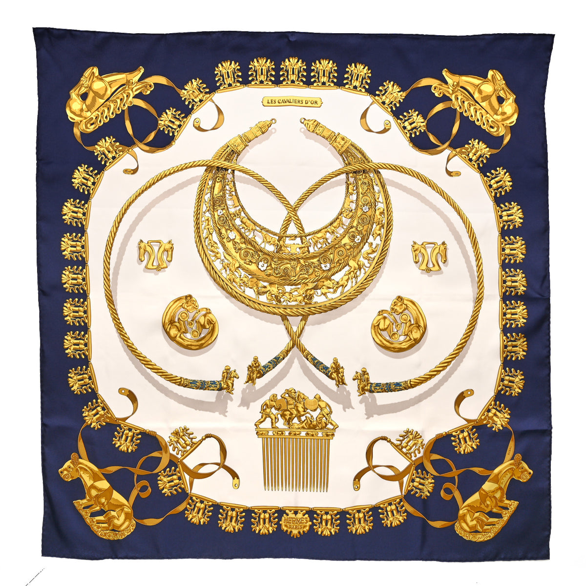 Silk Mousseline Les Cavaliers D'Or Scarf 90