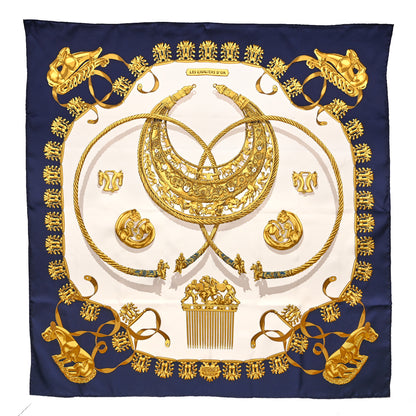 Hermes Silk Mousseline Les Cavaliers D'Or Scarf 90 1 of 5