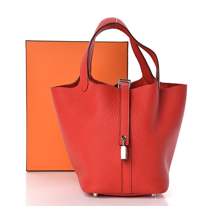 Hermes Taurillon Clemence Picotin Lock 18 PM Rouge De Coeur 11 of 11