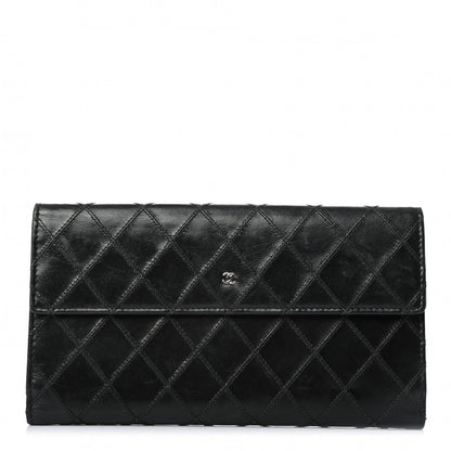 Chanel Lambskin Diamond Stitched Flap Wallet Black 1 of 8