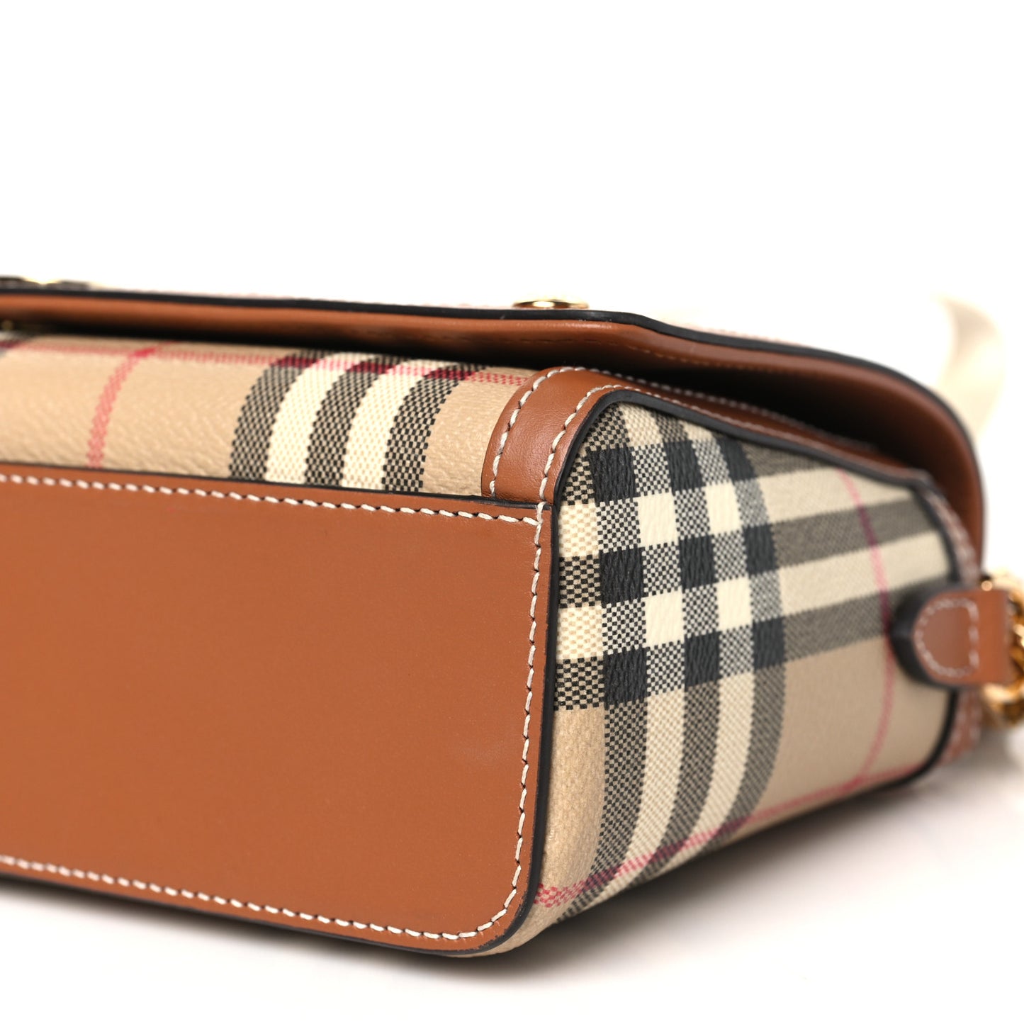 Coated Canvas Calfskin Vintage Check Small Note Crossbody Bag Briar Brown