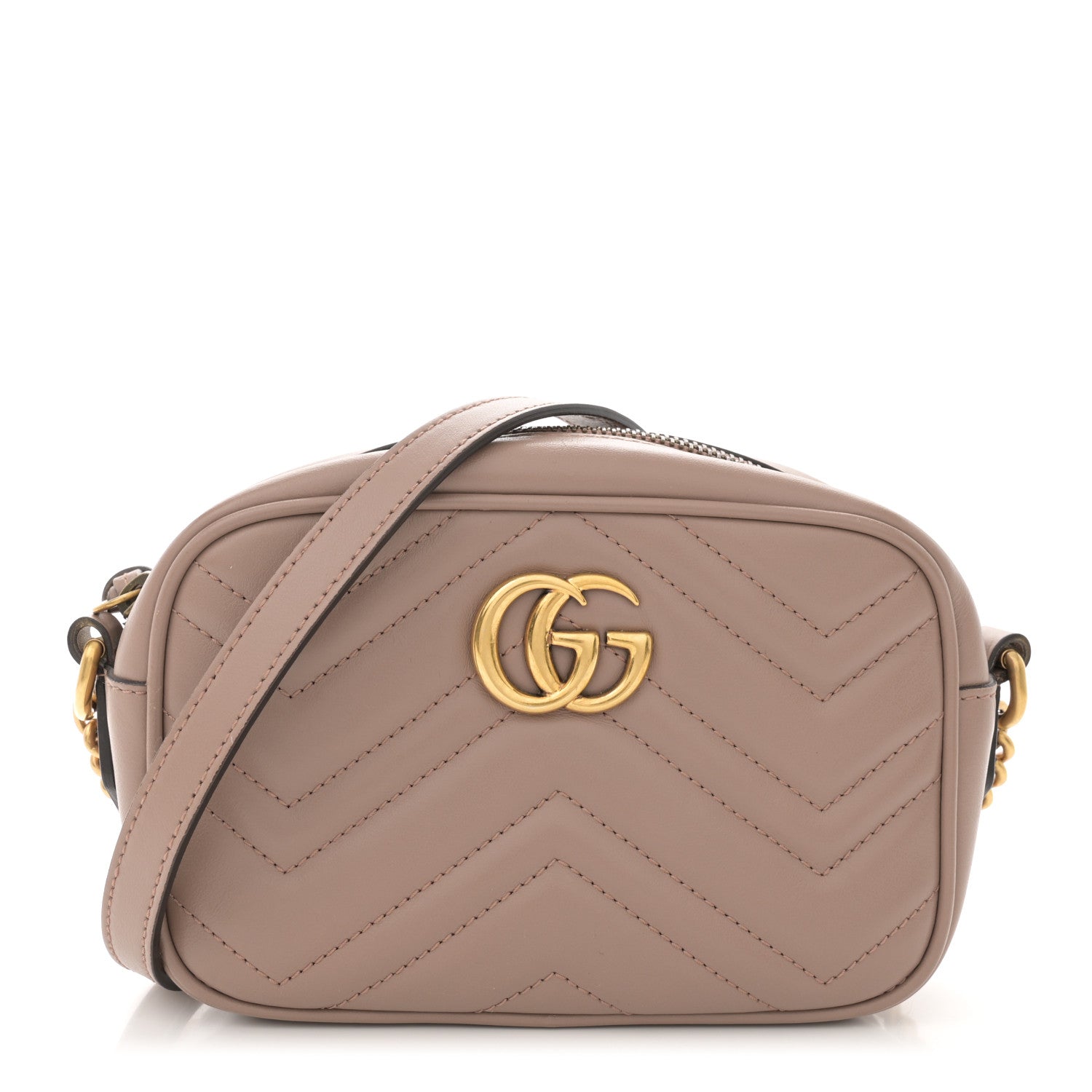 Gucci Calfskin Matelasse Mini GG Marmont Chain Shoulder Bag Porcelain Rose 1 of 12