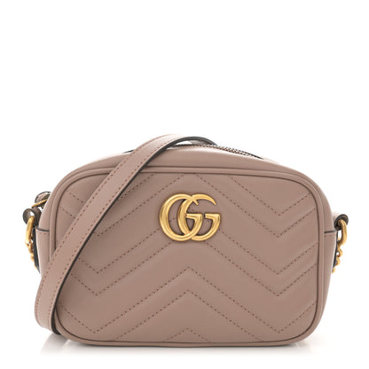 Gucci Calfskin Matelasse Mini GG Marmont Chain Shoulder Bag Porcelain Rose 1 of 12