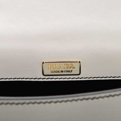 Prada City Calf Pionniere Saddle Bag Black White 6 of 6