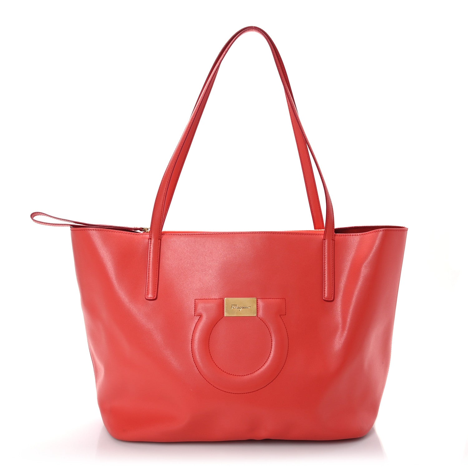 Salvatore Ferragamo Calfskin Medium Gancini Tote Red 1 of 8