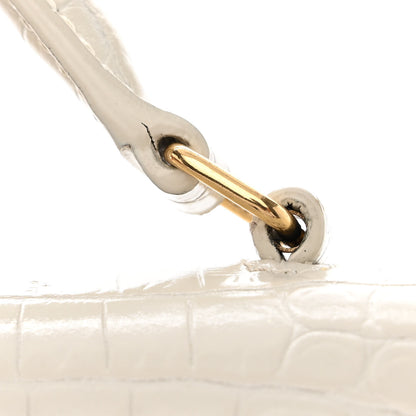 Saint Laurent Crocodile Embossed Mini Classic Monogram Cassandra Top Handle Crema Soft 16 of 17