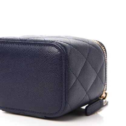 Chanel Caviar Quilted Mini Vanity Case With Chain Navy 7 of 11
