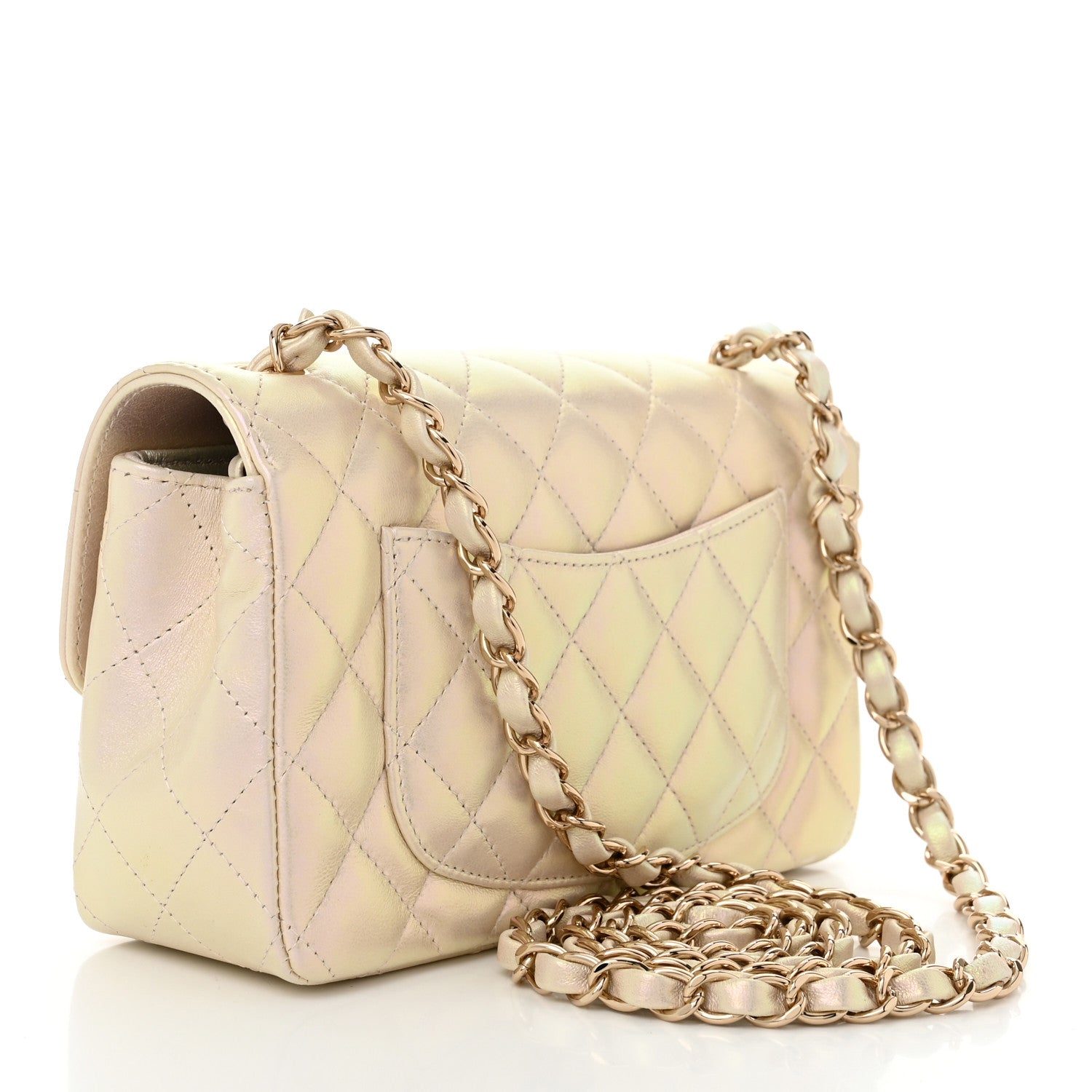 Chanel Iridescent Lambskin Quilted Mini Rectangular Flap Ivory 3 of 11