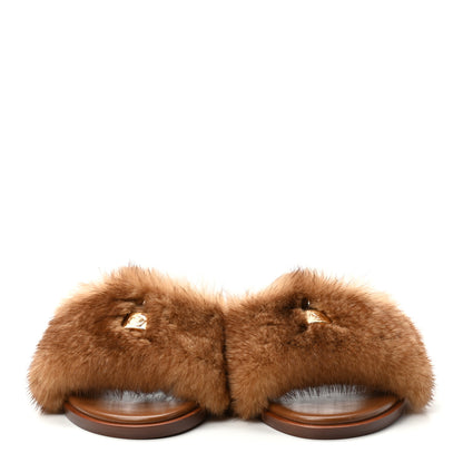 Louis Vuitton Mink Fur Lock It Flat Mule 38 Beige 2 of 9