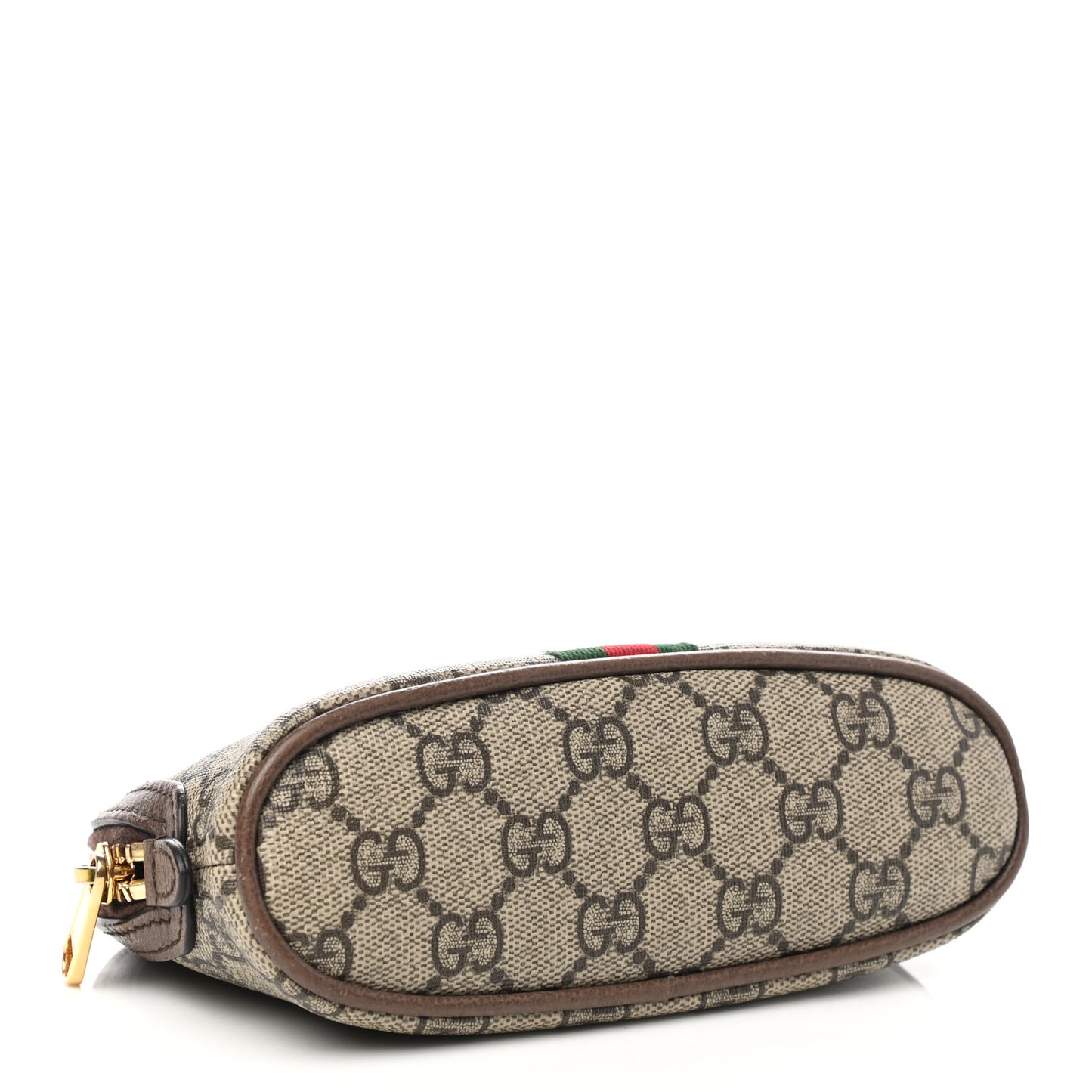 GG Supreme Monogram Textured Calfskin Web Medium Ophidia Cosmetic Case Beige Ebony New Acero