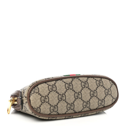 Gucci GG Supreme Monogram Textured Calfskin Web Medium Ophidia Cosmetic Case Beige Ebony New Acero 4 of 8