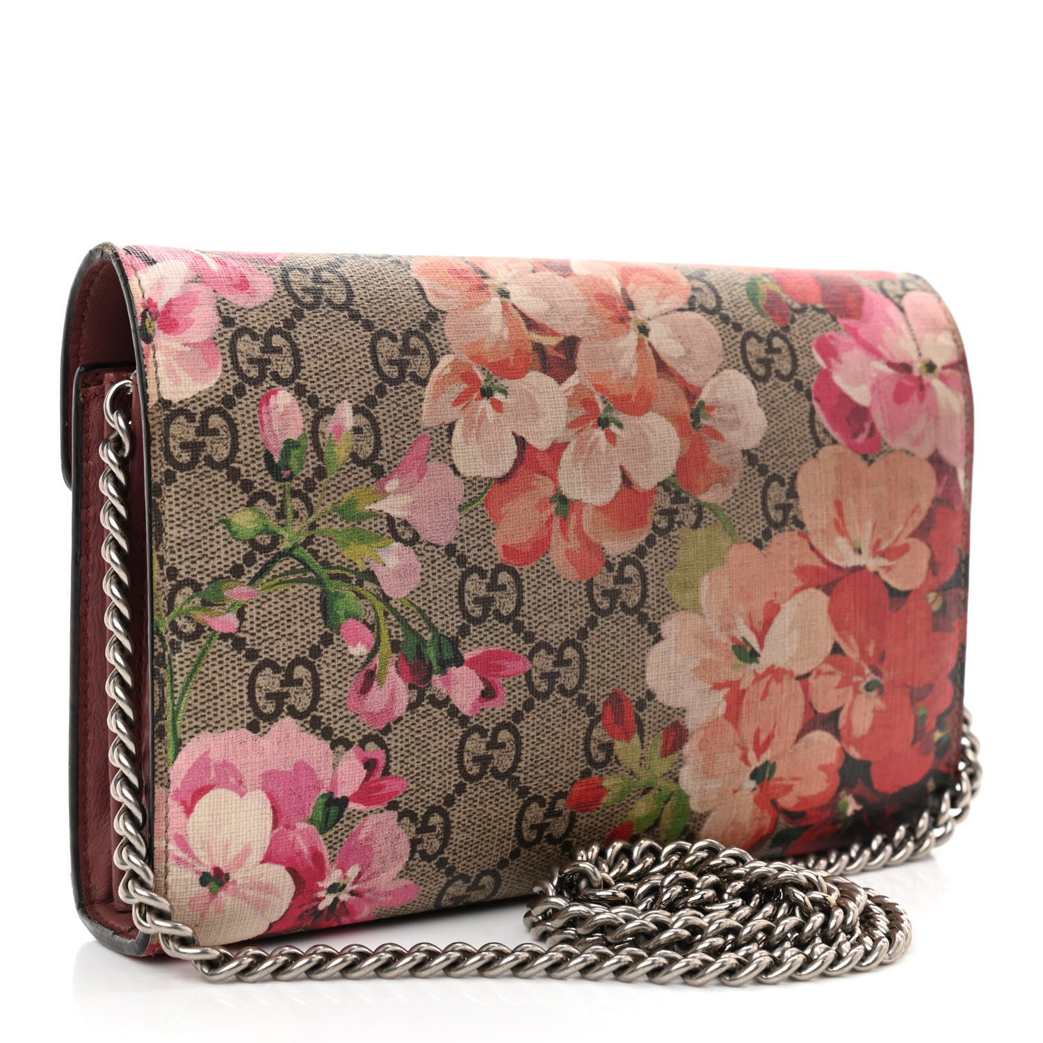 Gucci GG Supreme Monogram Blooms Mini Dionysus Chain Wallet Beige Multicolor Dry Rose 3 of 11