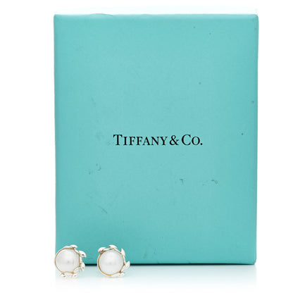 Tiffany Sterling Silver Pearl Paloma Picasso Olive Leaf Earrings 5 of 5